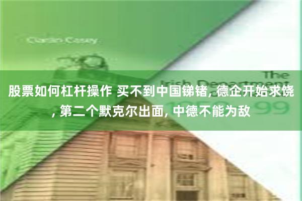 股票如何杠杆操作 买不到中国锑锗, 德企开始求饶, 第二个默克尔出面, 中德不能为敌