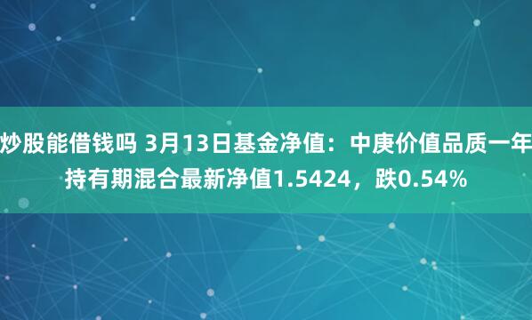 炒股能借钱吗 3月13日基金净值：中庚价值品质一年持有期混合最新净值1.5424，跌0.54%